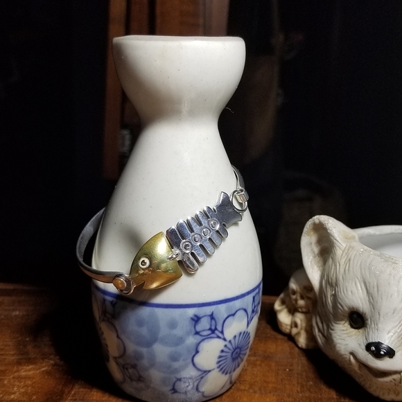 925 Sterling & Vermeil Fish Bones Bracelet - Picture 11 of 11